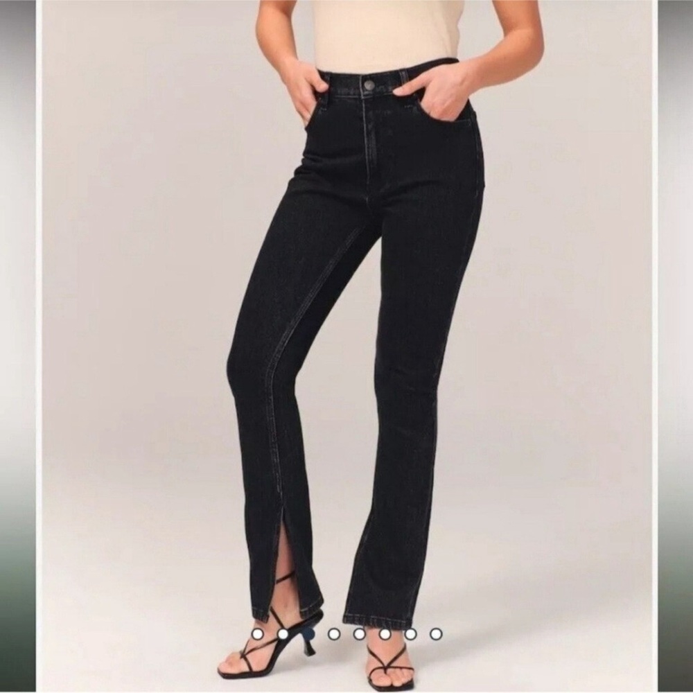Abercrombie & Fitch The Skinny High Rise Split Hem Size 28 Black Jeans Denim